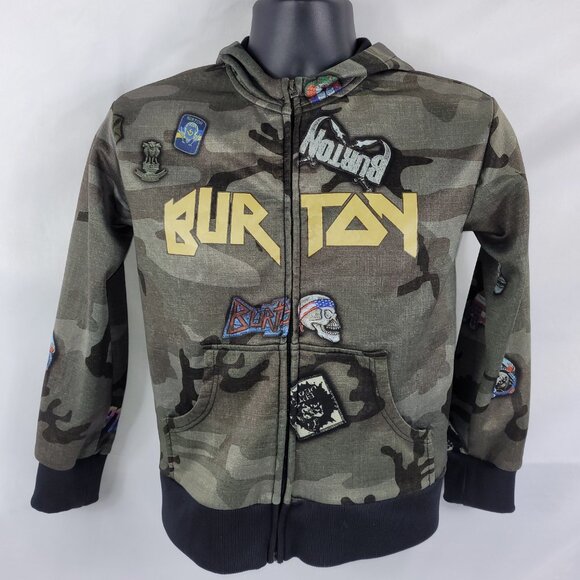 Burton Snowboards Full-Zip Striped Hooded Jacket Youth size Large - Picture 1 of 3